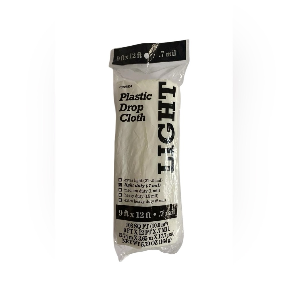 Plastic Drop Cloth Light Duty 9FT x 12FT New